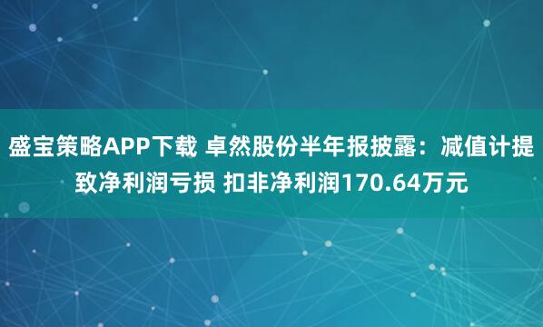 盛宝策略APP下载 卓然股份半年报披露：减值计提致净利润亏损 扣非净利润170.64万元